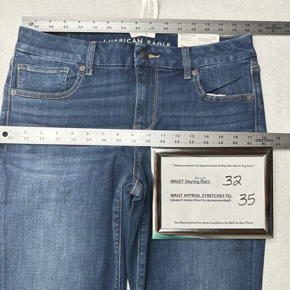 American Eagle Jeans 12 Curvy Lowrise Kick Bootcut Next Level Blue Denim NEW - Picture 5 of 10